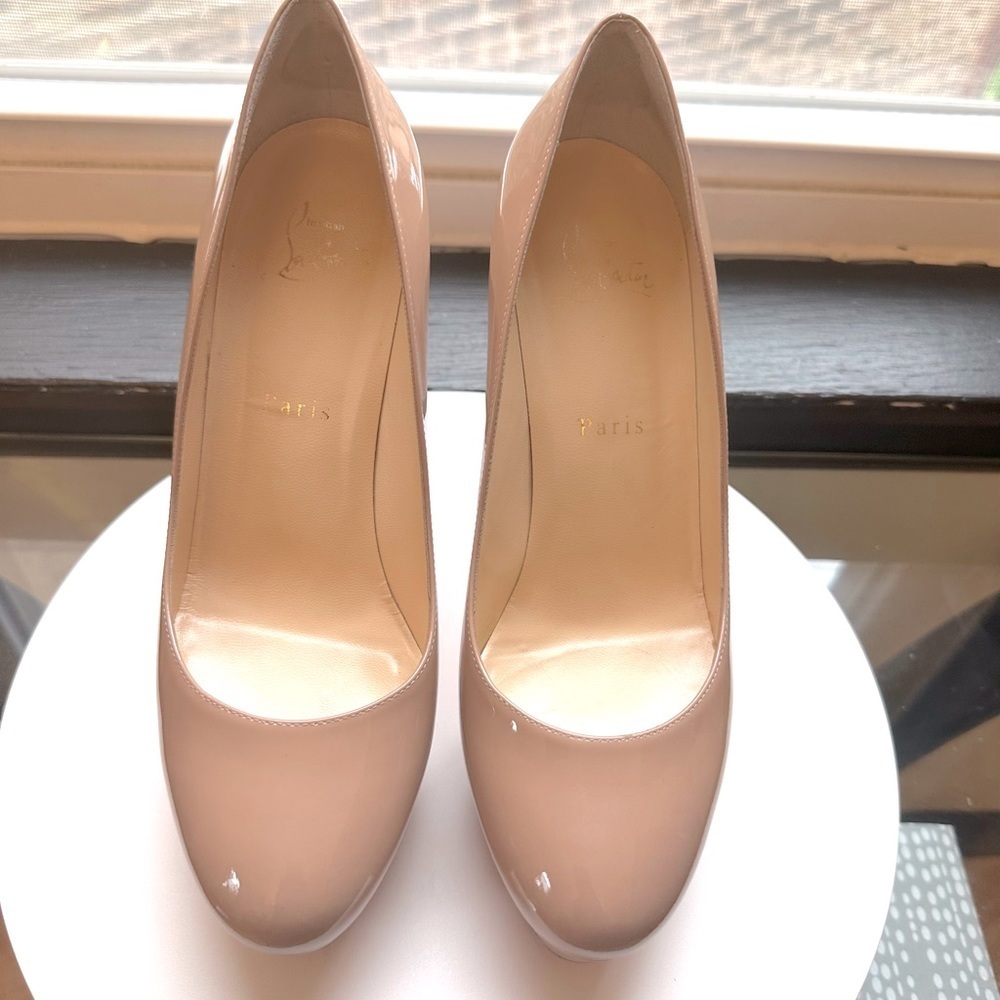 🌺Authentic CHRISTIAN LOUBOUTIN 🌺👠 Bianca 120 Patent calf Nude size 38.5 - Picture 8 of 16